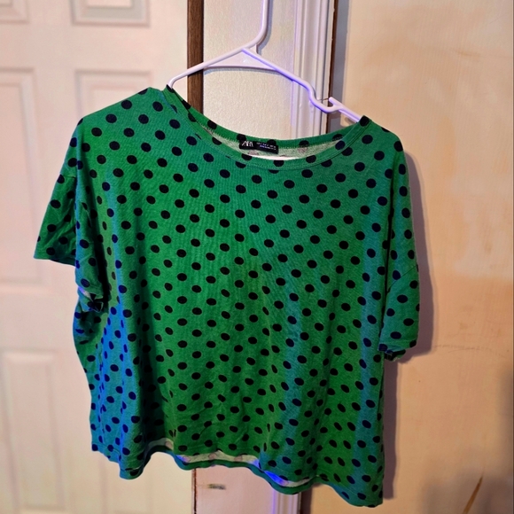 Zara Green and black pokadot top - Picture 3 of 3